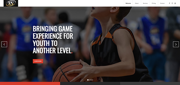 A screenshot of the homepage of the Youth Sports Production website.