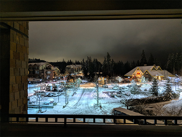 a view through a balcony at the Westin on Bear Mountain in Langford